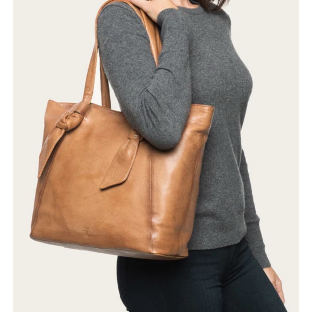 FRYE Nora Knotted beige brown leather tote bag